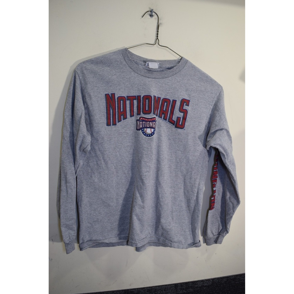 2004‎ Washington Nationals Long Sleeve Front Graphic T Shirt BOYS 14 16 XL Gray